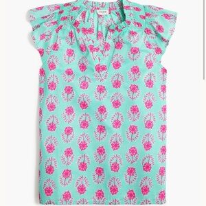 J. Crew Factory Printed flutter-sleeve top CI329 Size Large